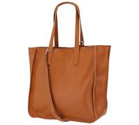 Damen Henkeltasche aus Echtleder - Mittelgroßer Shopper mit Schulterriemen - Handtasche Schultertasche mit Reißverschluss und Innenfach 37x13x29 cm Lili G555 (Cognac)