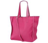 Damen Henkeltasche aus Echtleder - Mittelgroßer Shopper mit Schulterriemen - Handtasche Schultertasche mit Reißverschluss und Innenfach 37x13x29 cm Lili G555 (Pink)