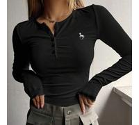 Damen Herbst Neu Einhorn Besticktes Slim Fit Langarm T-Shirt, Herbst Damenbekleidung