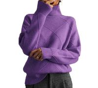 Damen Herbst Und Winter Casual Long-Sleeved Kann Eine Vielzahl Von Passenden Strickpullover Loose High Neck Pullover Solid Farbe Gestrickt Pullover Tops Sein