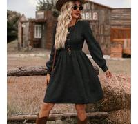 Damen Herbst und Winter lässiges, weit geschnittenes Strickkleid mit Raglanärmeln und taillierter Taille, Kleider Herbst Winter