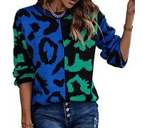 Damen Herbst Und Winter Pullover Leopard Print Stitching Style Mixed Knit Pullover Pullover