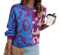 Damen Herbst Und Winter Pullover Leopard Print Stitching Style Mixed Knit Pullover Pullover