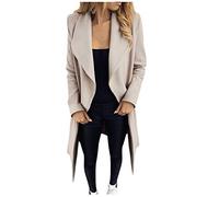 Damen Herbst Winter Blazer Lang Mantel Elegant Business Wollmantel Slim Fit Longblazer Wollblazer mit Gürtel GroßE GrößEn Trenchcoat Lang Lässige üBergangsjacke Kanpola