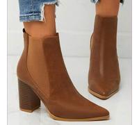 Damen Herbst/Winter Mode Spitze Chunky Heel rutschfeste Chelsea Stiefel, Kunstleder Outdoor Pendler American Knöchel Stiefel
