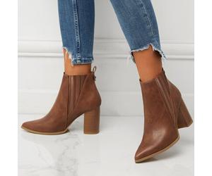 Damen Herbst/Winter Mode Spitze Zehen Plateau Absatz Rutschfeste Chelsea Stiefel, Outdoor/Pendler Kunstleder Kurzschaft Stiefel, Stiefel für Frauen