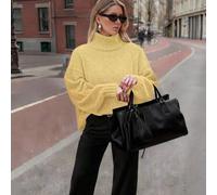 Damen Herbst/Winter Neuer einfarbiger Rollkragen leichter, simpler Pendler-Stil Pullover von FOR BEAUTY, modisch schlanke Passform, elegante Mode, ger