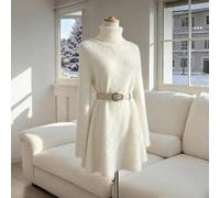 Damen Herbst/Winter Rollkragen Langarm Flauschiges Strickkleid, französisch eleganter pelziger locker sitzender Lässig Strickpullover, Damen Weihnacht