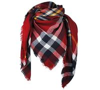 VIVIAN & VINCENT Damen Herbst Winter Schal Klassische Quaste Plaid Tartan Warm Weich Chunky Große Decke Wrap Schal Schals, Kastanienbraun C46, Einheitsgröße