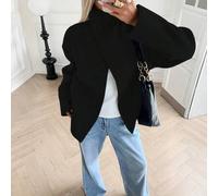 Damen Herbstmode 2025 Neuer Herbst Business Lässig Grauer Wollmantel, Doppelreihiger Mantel mit hohem Kragen und kurzer Länge, Langarm, Büro Arbeits L