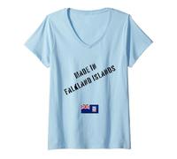 Damen Hergestellt in Falklandinseln mit Flagge, lustig T-Shirt mit V-Ausschnitt