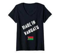 Damen Hergestellt in Vanuatu mit lustiger Flagge T-Shirt mit V-Ausschnitt