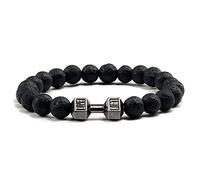 Damen Herren Perlen Armband Hantel Herrenmode Yoga Schmuck Original Armreifen-Lavastein-schwarz
