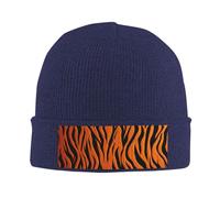 Damen Herren Strickmütze Weiche Warme Wintermütze Totenkopf Cap Herren Slouchy Beanie Tiger Streifen Orange, Marineblau, Einheitsgre