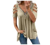 Damen Herzdruck Oberteile Shirts: Bluse Könnte Schultern für Frauen Kurzarmbluse Oberteile Tops Sexy Longshirt Elegant Bluseshirts Kurzarm Große Größen Shirt Pullover Mode Tunika Shirts