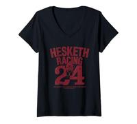 Damen Hesketh Racing 70er Jahre Maskottchen Biggest Champion Team Logo Vintage T-Shirt mit V-Ausschnitt
