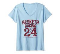 Damen Hesketh Racing UK Maskottchen Biggest Champion Team Logo 24 Retro T-Shirt mit V-Ausschnitt