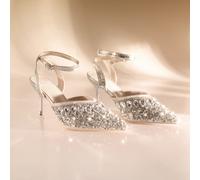Damen High Heel Pumps mit Strass-Schnalle und Spitzschuh, Kette, geeignet für den täglichen Gebrauch oder Partytragen, elegante Hochzeit