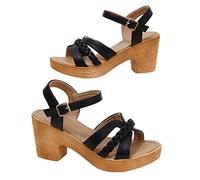Damen High Heel Sandalen Sale Chunky Heel Sandals Frauen Geflochten Sandalette Gekreuzte Riemen Sandale Verstellbare Riemchen Schnalle Sandal Offene Zehe Sandaletten Leichte Trekkingschuhe Slippers