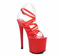 Damen High Heels 20 cm Pumps Sexy Stripperin Bühnenperformance Pole Dance High Heels Nachtclub Partytanz High Heels Übergröße Unisex,Rot,34 EU