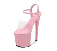 Damen High Heels 20Cm High Heels Sexy Stripperin Bühnenperformance Pole Dance High Heels Nachtclub Partytanz High Heels Plus Size Unisex,Rosa,45 EU
