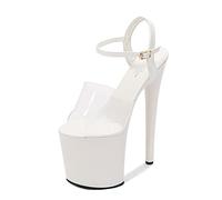 Damen High Heels 20Cm High Heels Sexy Stripperin Bühnenperformance Pole Dance High Heels Nachtclub Partytanz High Heels Plus Size Unisex,Weiß,45 EU