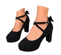 Damen high Heels Pumps Keilabsatz Damenpumps Schwarze Pumps Damen weiße high Heels Schuhe zum Dirndl Elegante Schuhe Dirndl blau mit kleinem Absatz schwarz elegant Tanzschuhe Hochzeit