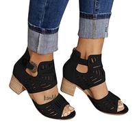 Damen High Heels Quadratischer Kopf Sexy Kette Riemchensandalen mit Pfennigabsatz Offenen Zehen Sandalen Sommerschuhe Sandaletten Pumps J325