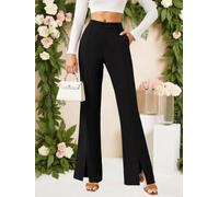Damen High Waist Hose Solid Farbe Leicht Dehnbar | Hoher für bund, bauchweg Effekt, leichter Stretch, atmungsaktiv, ideal für warme Tage