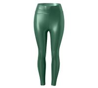 Damen High Waist Lederhose Sexy PU Leder Look Skinny Hose Kunstleder Leggings Strumpfhosen Treggins Leggins Leder hüfthoch Faux Leather Leggings Kunstlederhose (Grün, S)
