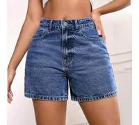 Damen High Waist vielseitige Denim-Shorts, Vintage Waschung, Loose Fit, knielang Lässig Retro Stil, Sommer Mode