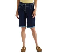 Loose-fit-Jeans CECIL, Damen, Gr. 25, blau (rinsed wash), Jeans, 68% Baumwolle, 31% Polyester, 1% Elasthan, unifarben, kurz, Jeans, High Waist (59387304-25) rinsed wash