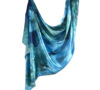 Damen-Hijab-Schal, Aquarell-Druck, Seide, strukturierter Satin, Batikfärbung, Ombré-Marmor, Wasserdruck, Damenschal, Hijab-Schal, Blau, 180x85CM