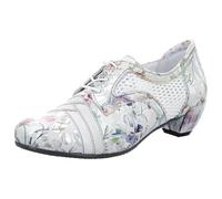 Damen Hochfrontpumps, Pumps von Simen aus Echtleder mit Print in Bunt und Schnürung. grau Gr. 39