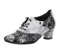 Damen Hochfrontpumps von Simen in Grau mit Schnürung und Echtleder. grau/schwarz Gr. 38