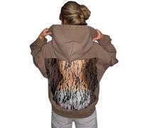 Damen Hohl Mesh Rücken Hoodies Schwarz Casual Mode Durchsichtig Langarm Sweatshirt Stirnband Tasche Glitzer Mesh Blusen Elegantes Oberteil Damen Oversized Gemütlich Party Pullover Tops Weiß S XS