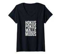 Damen HOKUS POKUS MALLE MODUS Lustiges T-Shirt mit V-Ausschnitt