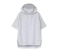 Damen Hoodie Kurzarm Sommer Hoody Oberteile Lässig Einfarbig T-Shirt mit Kapuze Dünne Kapuzenpullover Locker Sportlich Modische Sweatshirt Bequem Kordelzug Kapuzenpulli Leichte Hoody Sportshirt