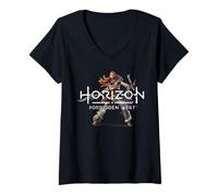 Damen Horizon Forbidden West Aloy Combat Pose Portrait T-Shirt mit V-Ausschnitt