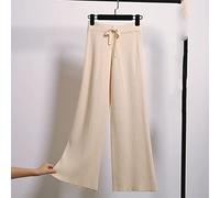 Damen Hose Mit Weitem Bein - Mode Herbst Und Winter Damen Strickhose Mit Weitem Bein Warme Stretch-Spitze Apricot Elegante Neun-Punkt-Hose Lässige Hose Mit Geradem Bein Einfaches Weihnachtsgeburts