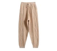 Damen Hose Mit Weitem Bein - Winter Damen Verdickte Pluderhose Retro Kordelzug Lässiger Kordelzug Verdrehte Strickhose Warme Pulloverhose Gerades Bein Hose Schlank Schlicht Outdoor Elegant