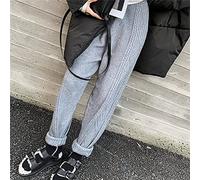 Damen Hose Mit Weitem Bein - Winter Damen Verdickte Pluderhose Retro Kordelzug Lässiger Kordelzug Verdrehte Strickhose Warme Pulloverhose Gerades Bein Hose Schlank Schlicht Outdoor Elegant,Grau,Ei