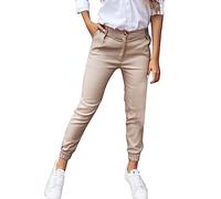 Damen Hosen Elegant Business Hose Lang Freizeithose 7/8 Chinohose Stretch Slim Fit Stoffhose Frauen Elegante Hosen Lässige Freizeit Hose Skinny Damenhose Sommerhose Leichte Hose Kurz Damen (Khaki, L)