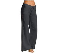 Damen Hosen High Waist Leichte Sommerhose, Damen High Waist Hose Damen Einfarbiges Kordelzug Mesh Stoffhose Mit Taschen Locker Chino Hose Leicht Sommerhose Trekkinghose Damen (Dunkelgrau Xxl)