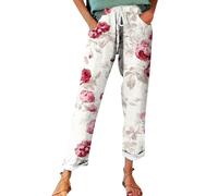 Damen Hosen Sale Deals of The Day Sommerhose Damen Leicht, Leinenhose Damen Sommer Große Größen, Bequeme Freizeithose Lang Linen Pants High Waist Stoffhose Leinen Hosen Angebote Tages Blitzangebote