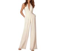 Damen Hosenanzug, Overall Jumpsuit Einteiler Outfit Komplett Jumpsuits Business Hochzeitsgast Anzug Kleidung Playsuit Romper Festlich Sommer Elegant Leicht Jumpsuit Damen Langarm