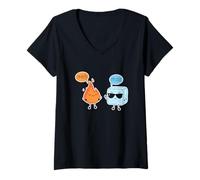 Damen Hot Fire Cooler Cube Ice Cute Kawai Funny Statement T-Shirt mit V-Ausschnitt
