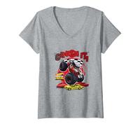 Damen Hot Wheels Monster Trucks - Bone Shaker T-Shirt mit V-Ausschnitt