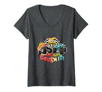 Damen Hot Wheels Monster Trucks - Zerstöre es! T-Shirt mit V-Ausschnitt