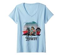 Damen Howdy Western Cowgirl Melanin Cowgirls African American T-Shirt mit V-Ausschnitt